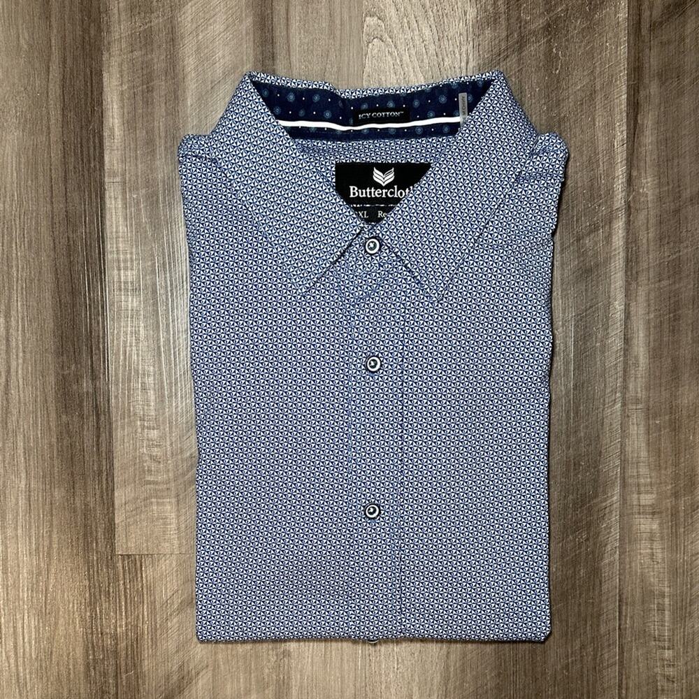 Buttercloth Icy Cotton Regular Fit Short Sleeve Button Down - 3XL